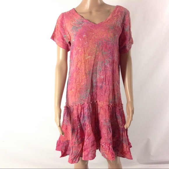 Maggie B Dress Size S Flora Flare Pink Boho Chic - Picture 1 of 5